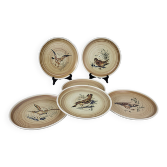 Set de 6 assiettes en grès Oiseaux Sarreguemines