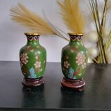 Miniature cloisonné enamel vases
