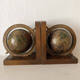 Vintage world map bookends terrestrial globes
