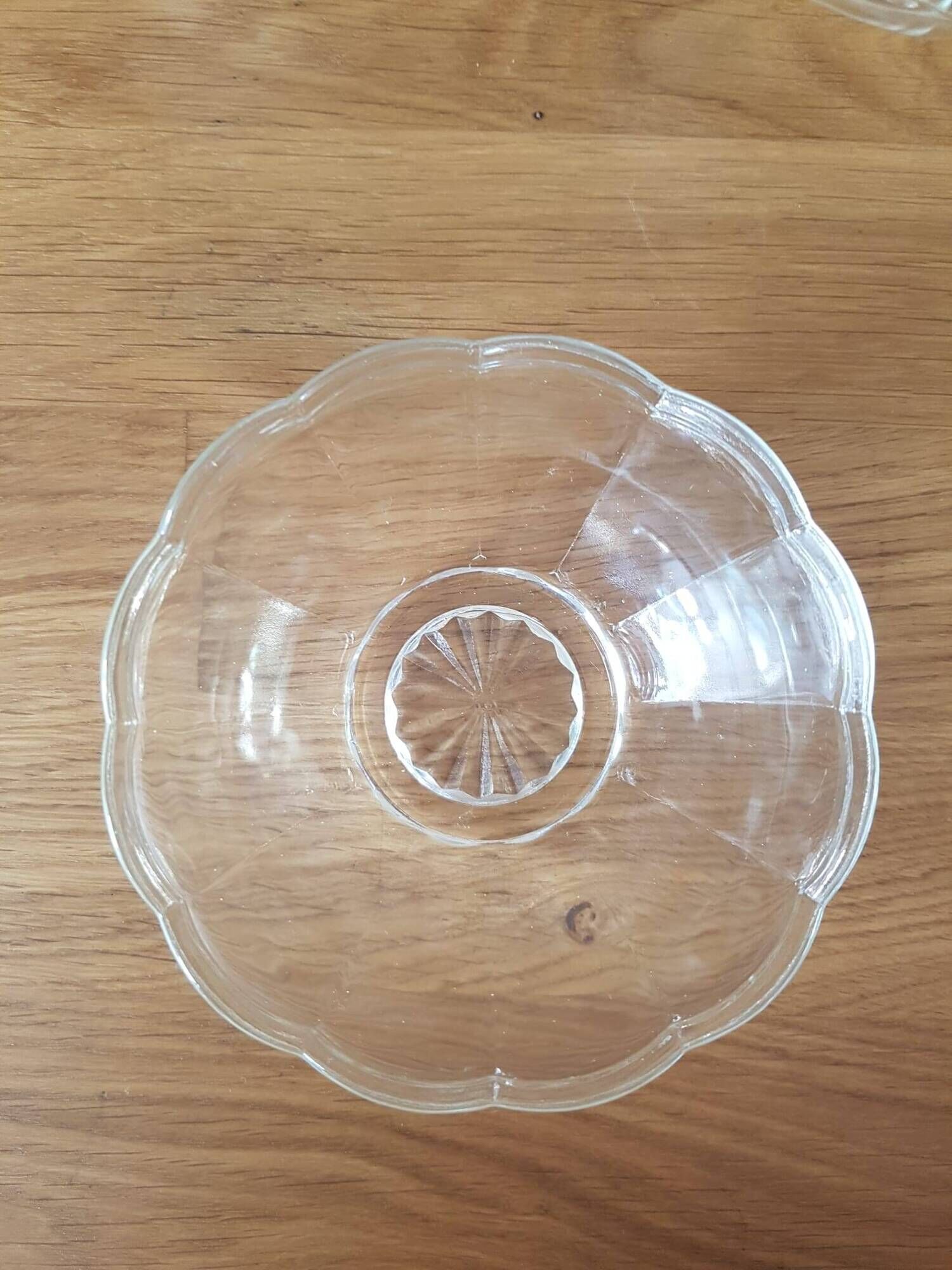 Set of 12 vintage scalloped glass dessert bowls.