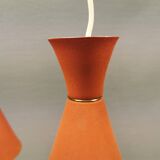 Hanging lamp with three shades/light sources, probably designed by Bent Karlby in the late 1950s