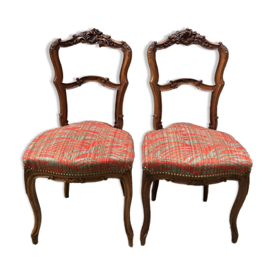 Paire de chaises rocaille retapissées