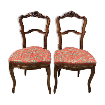 Pair of reupholstered rocaille chairs