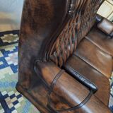 Chesterfield 3-seater chestnut coloured leather sofa