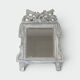 Louis XVI Style Mirror in Carved Wood with Grey Patina and Dove Pediment