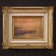 Seascape painting signed by Remo Testa, fishermen at sunset