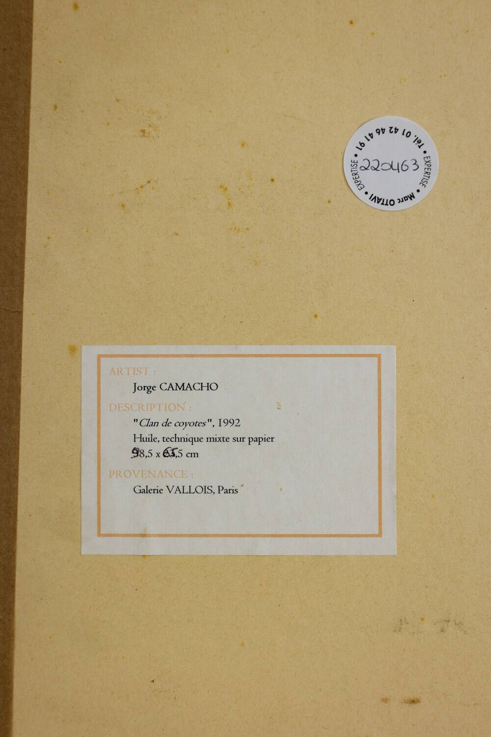 Jorge Camacho. Work "Clan of Coyotes." Year 1992.