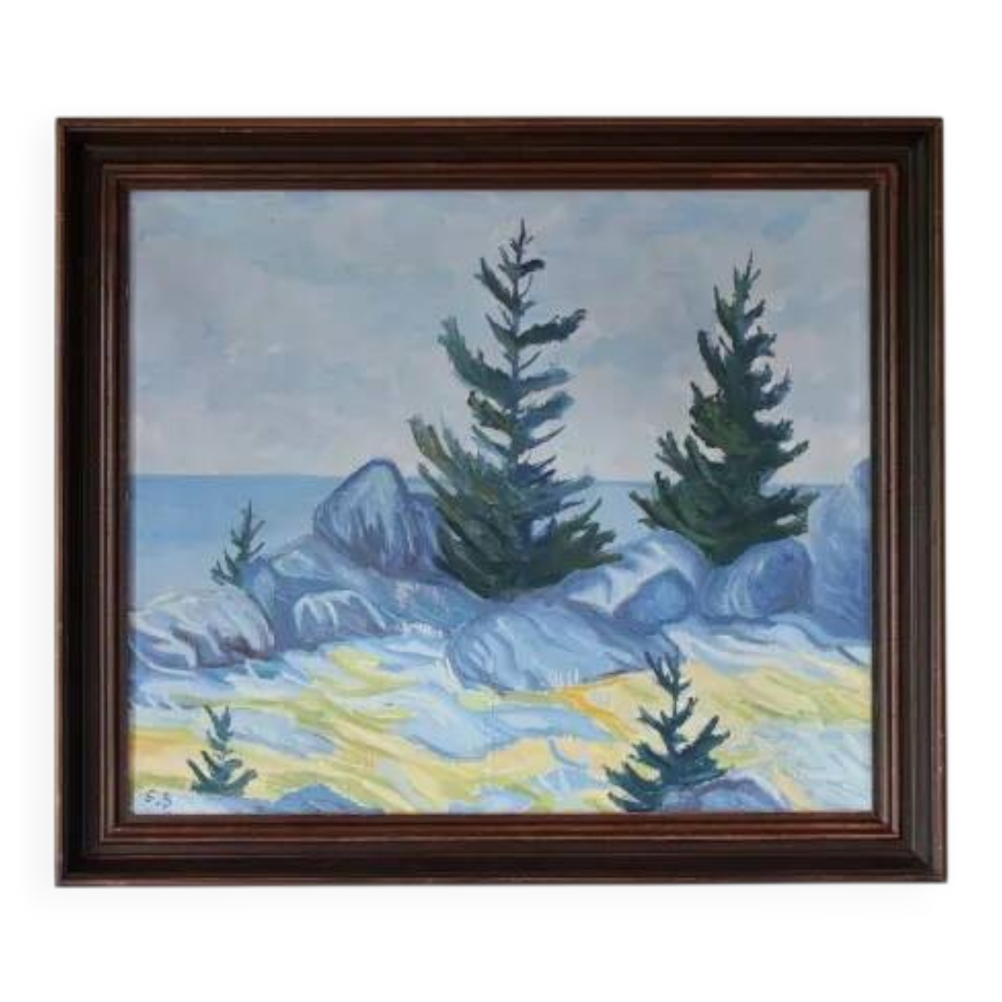 Peinture à l'huile postimpressionniste danoise de E.S. de Horsens