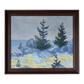 Peinture à l'huile postimpressionniste danoise de E.S. de Horsens