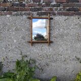 Bamboo-style turned wooden mirror, 1950s