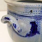 Alsaces Betschdorf stoneware flower pot, gray blue