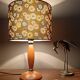 vintage Scandinavian table lamp with turned wood and Japanese lampshade