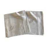 Pair of embroidered linen yarn pillowcases BE