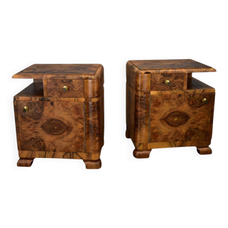 Table de chevet art déco rare des années 1935, Tchécoslovaquie