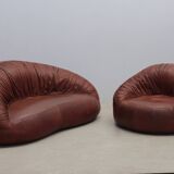 Pangolin leather sofa and armchair by Egg Designs