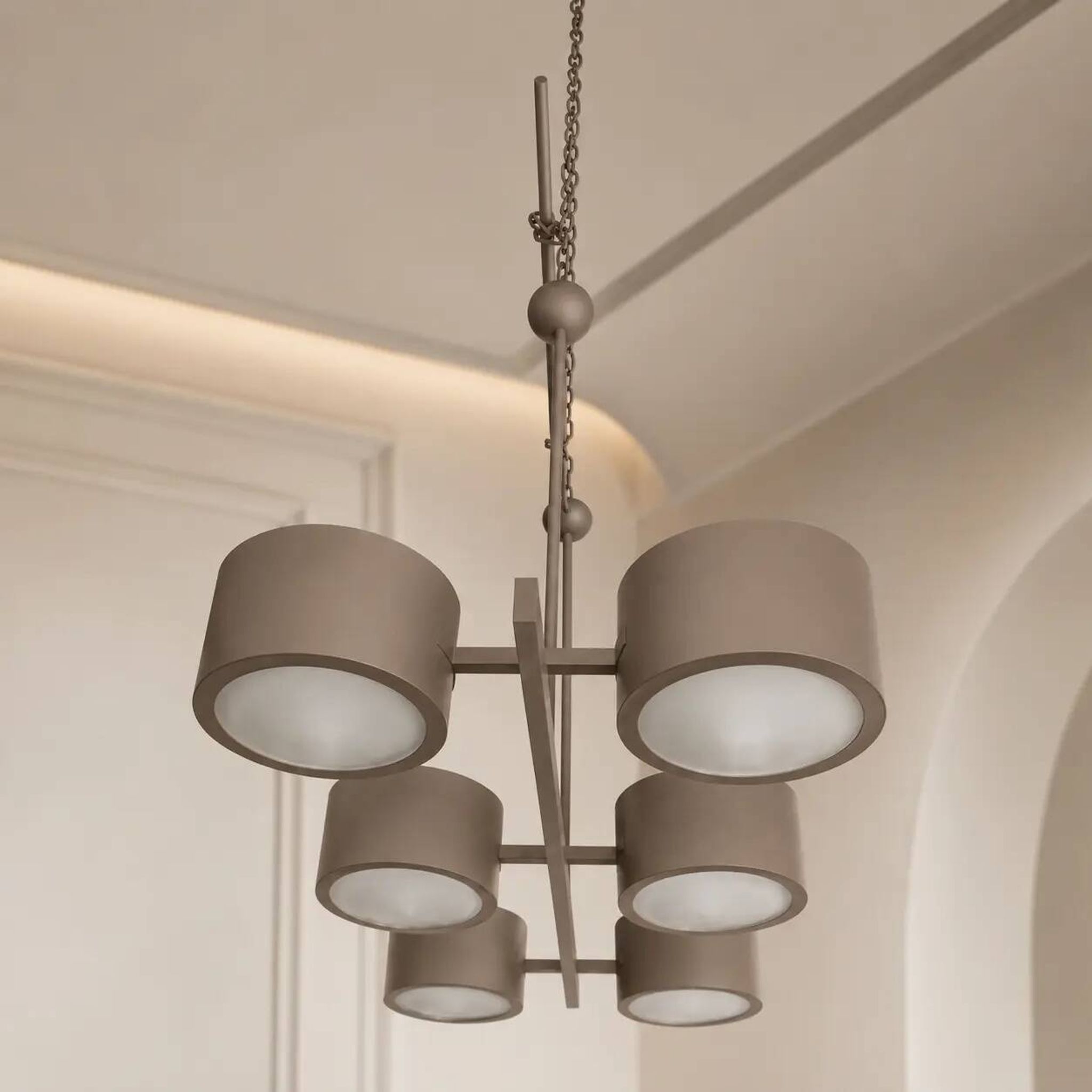 Grey metal Sputnik chandelier Stilnovo Lelli Style with 6 arms Italian