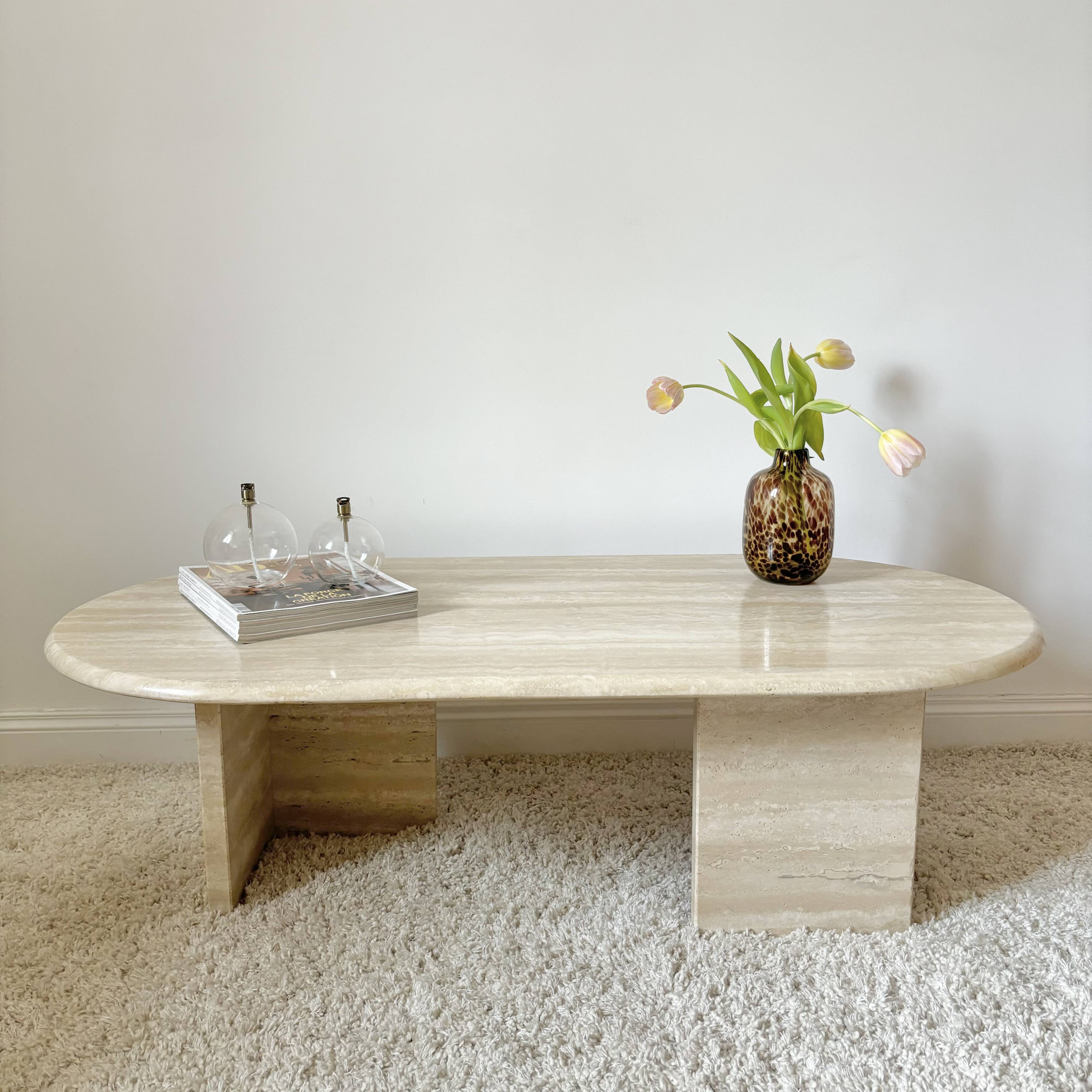 Travertine coffee table