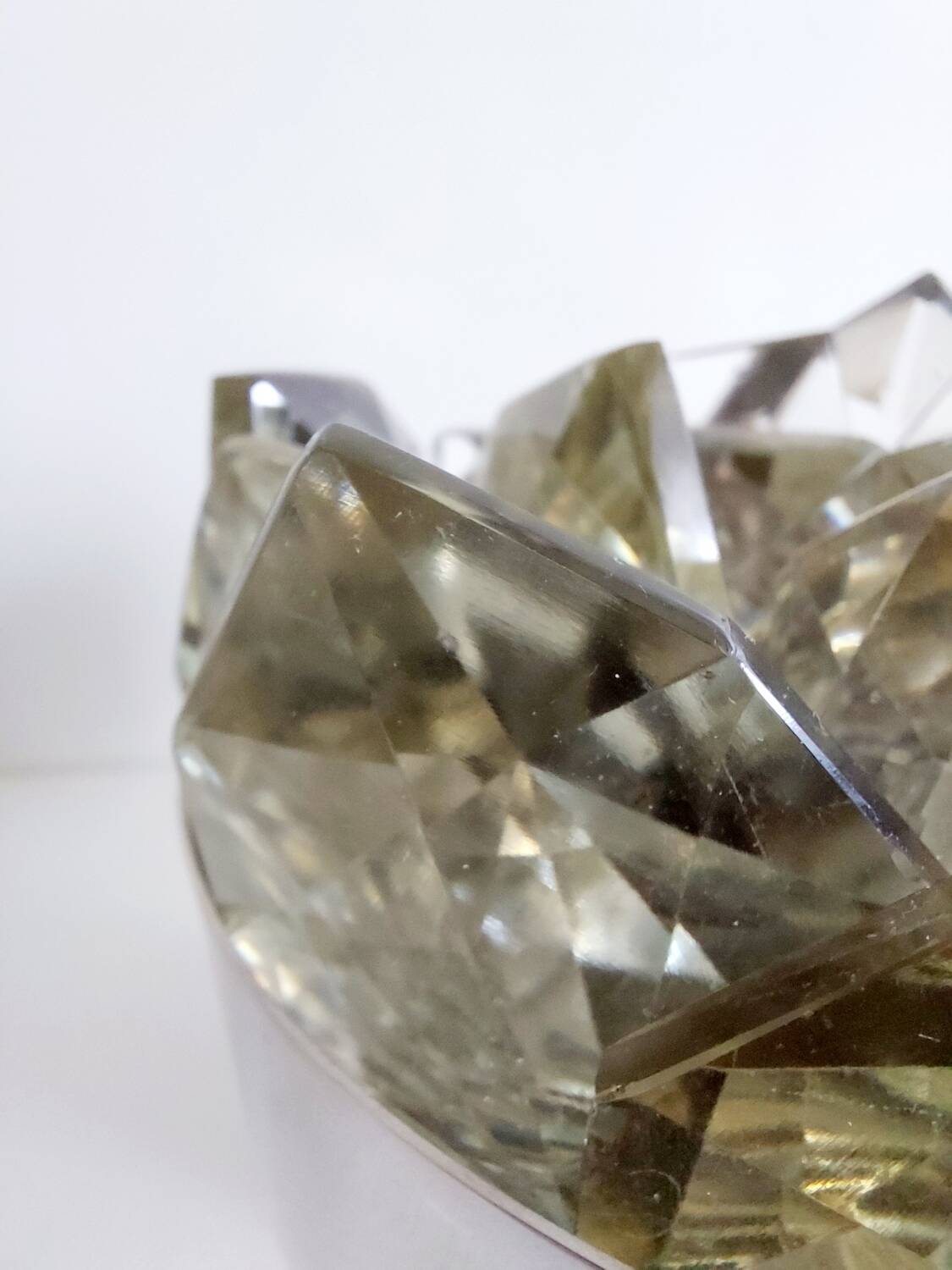 Vintage stainless steel and crystal flower stand