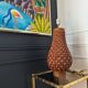 Large vintage woven lamp base in Riviera/Boho style from the 1970s.