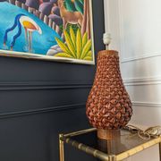Large vintage woven lamp base in Riviera/Boho style from the 1970s.