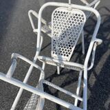 Set of 3 Industrial Metal Bistro Armchairs / France 1960 by Rene Malaval