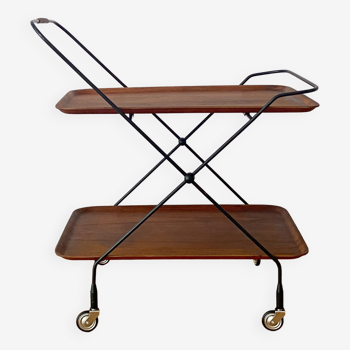 1960s Teak Serving Trolley Jie Gantofta String Serving Trolley Made in Sweden