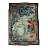 Tapisserie Aubusson française antique avec scène romantique