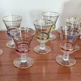 7 multicoloured stemmed glasses from the 1950s