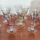 7 multicoloured stemmed glasses from the 1950s