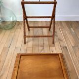 Rattan console exotic wood vintage removable tray 70s
