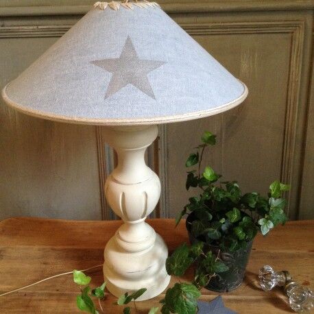 Old lamp foot patinated tinted linen