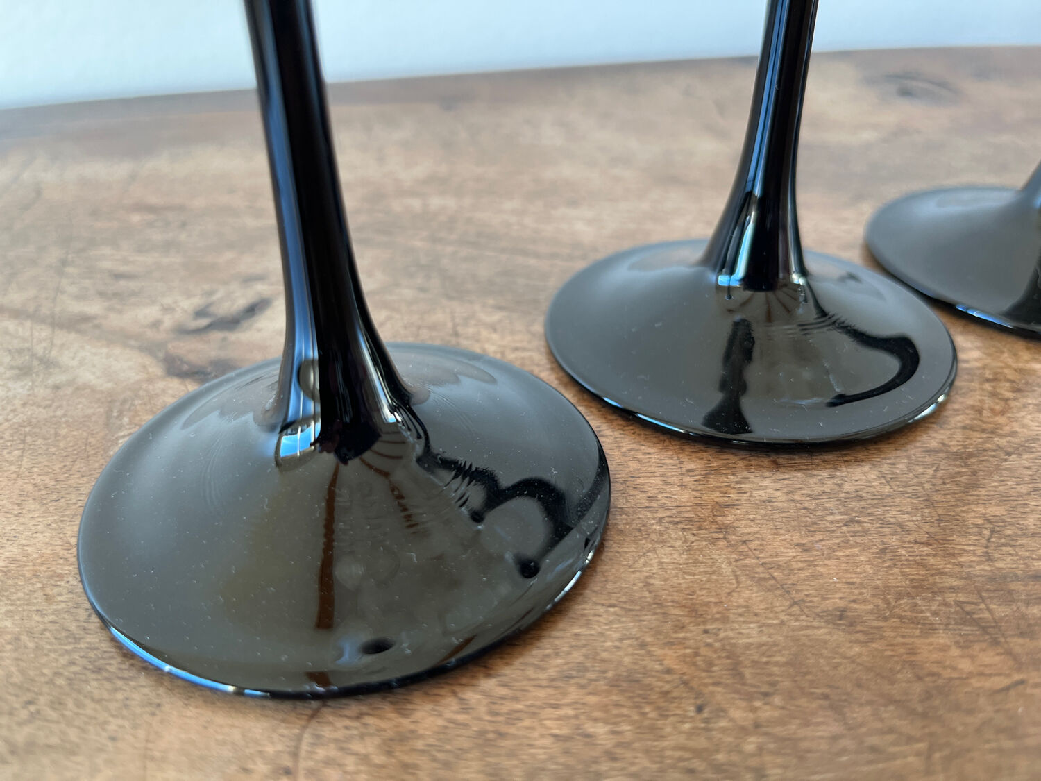 6 flûtes à champagne base noire
