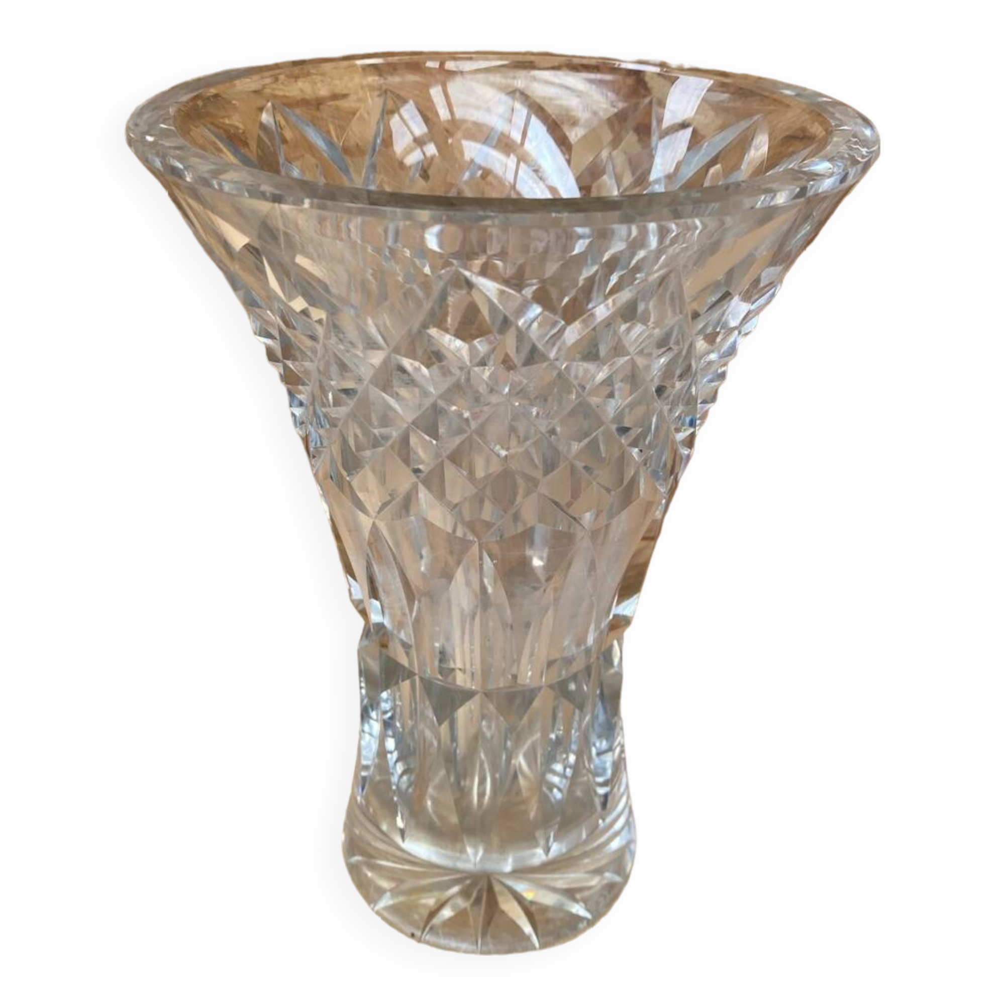 Old vase cristallerie lorraine cut crystal made in France vintage