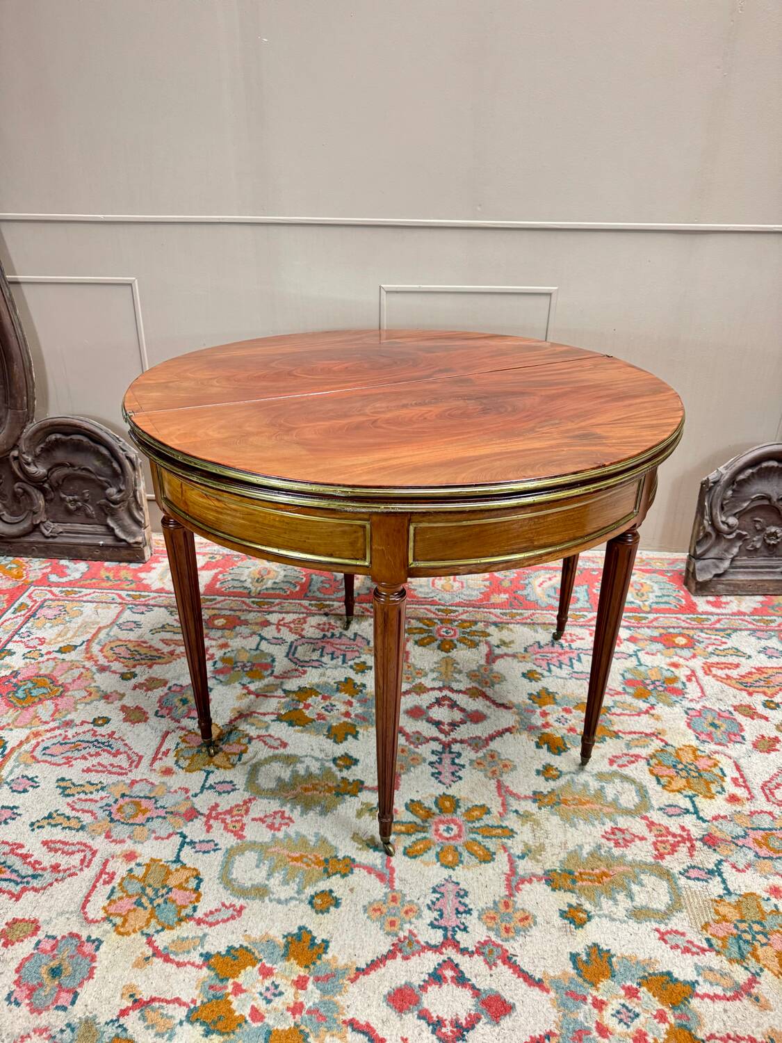 Louis XVI Style Mahogany Half Moon Table, 19th Century