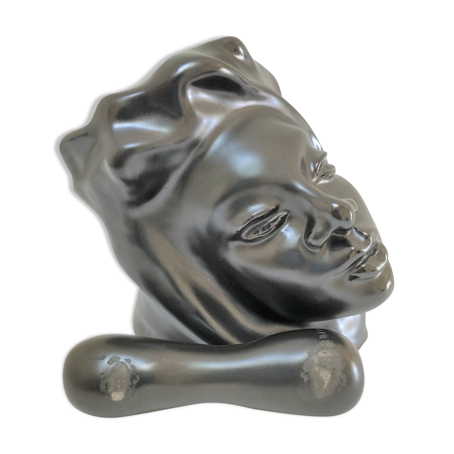 Anthropomorphic ceramic ashtray with woman's figure design 60s