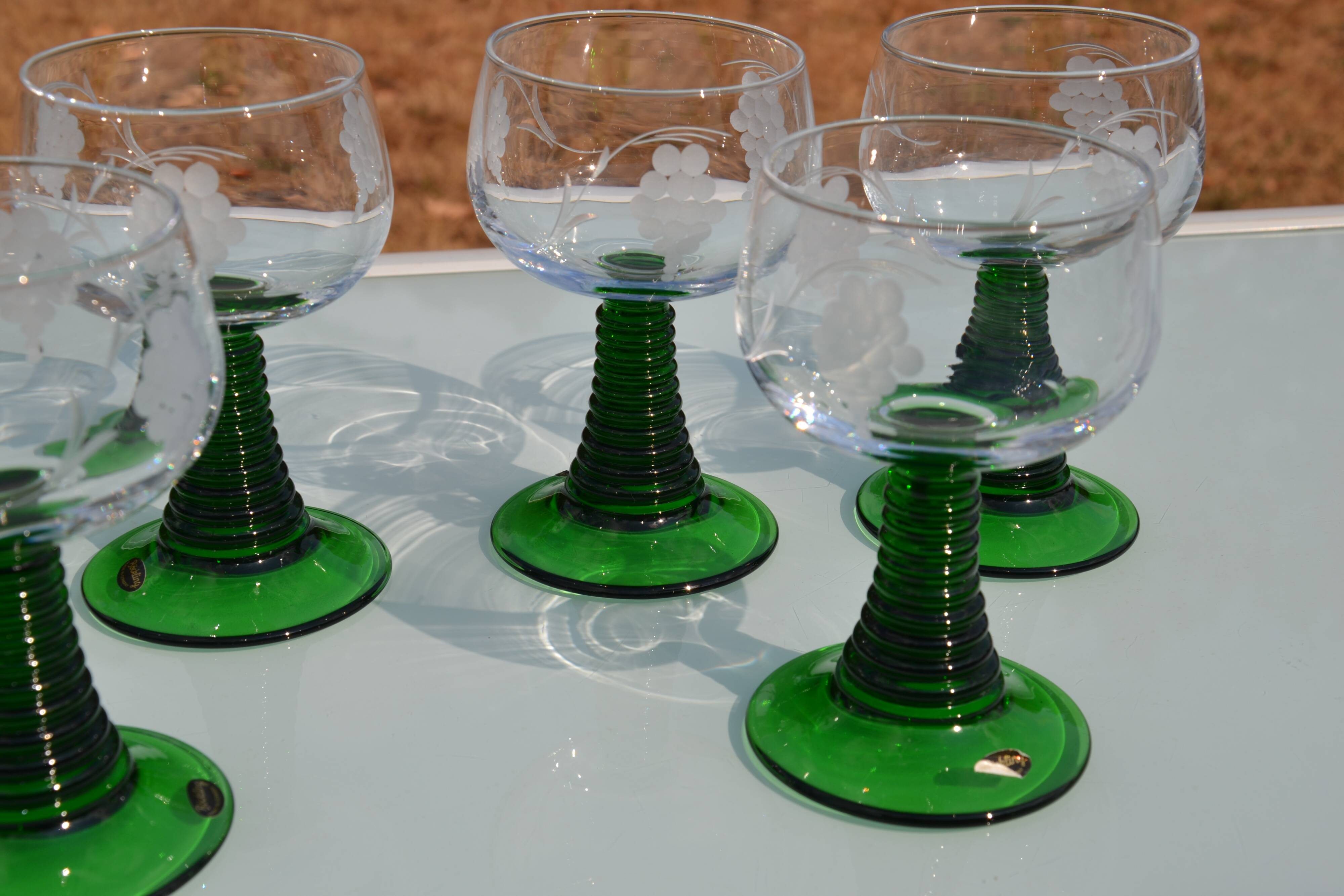 6 large engraved glasses Roemer Böckling Germany
