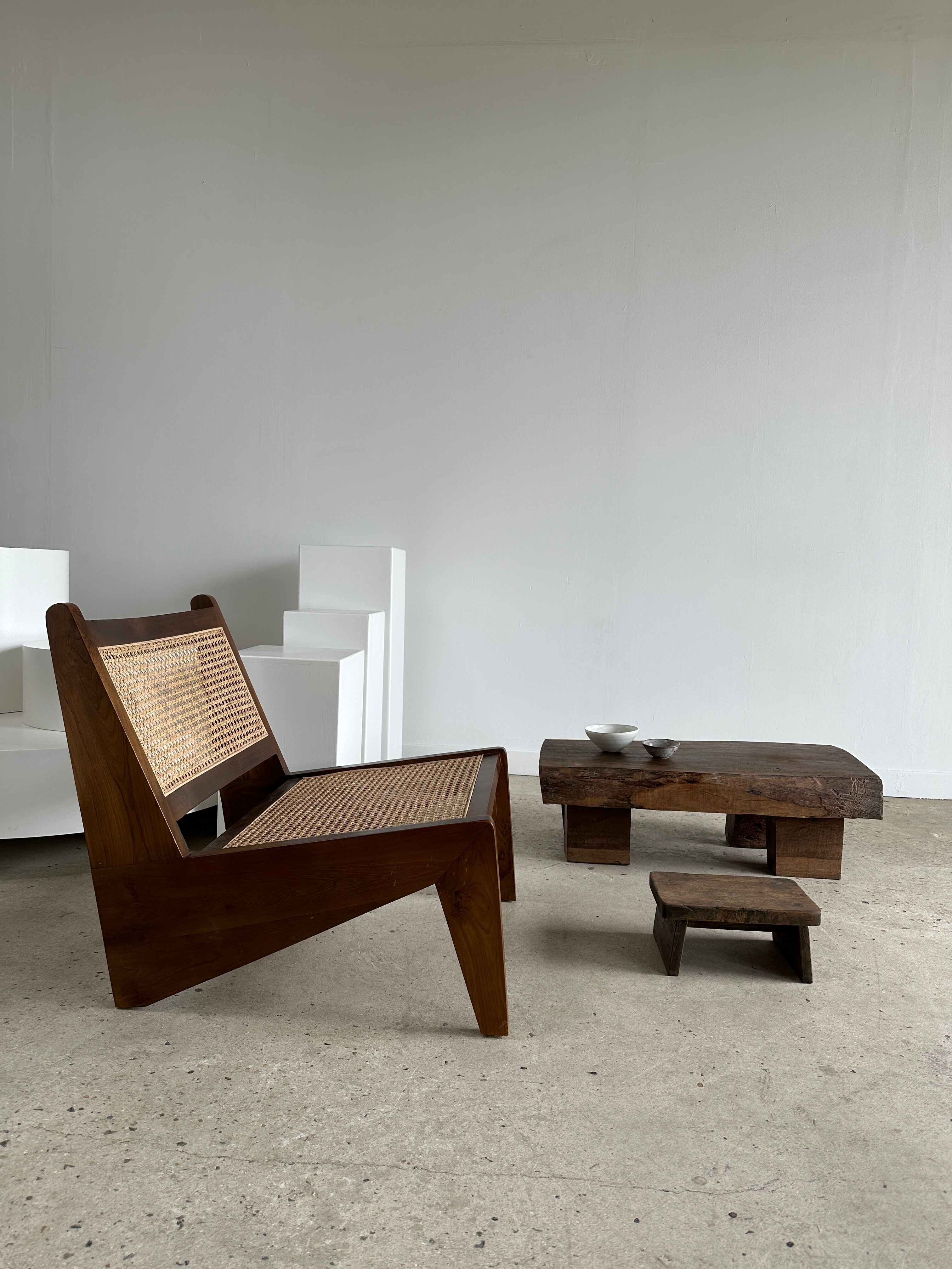 Asian solid wood quadripod brutalist coffee table H30 L81 l42