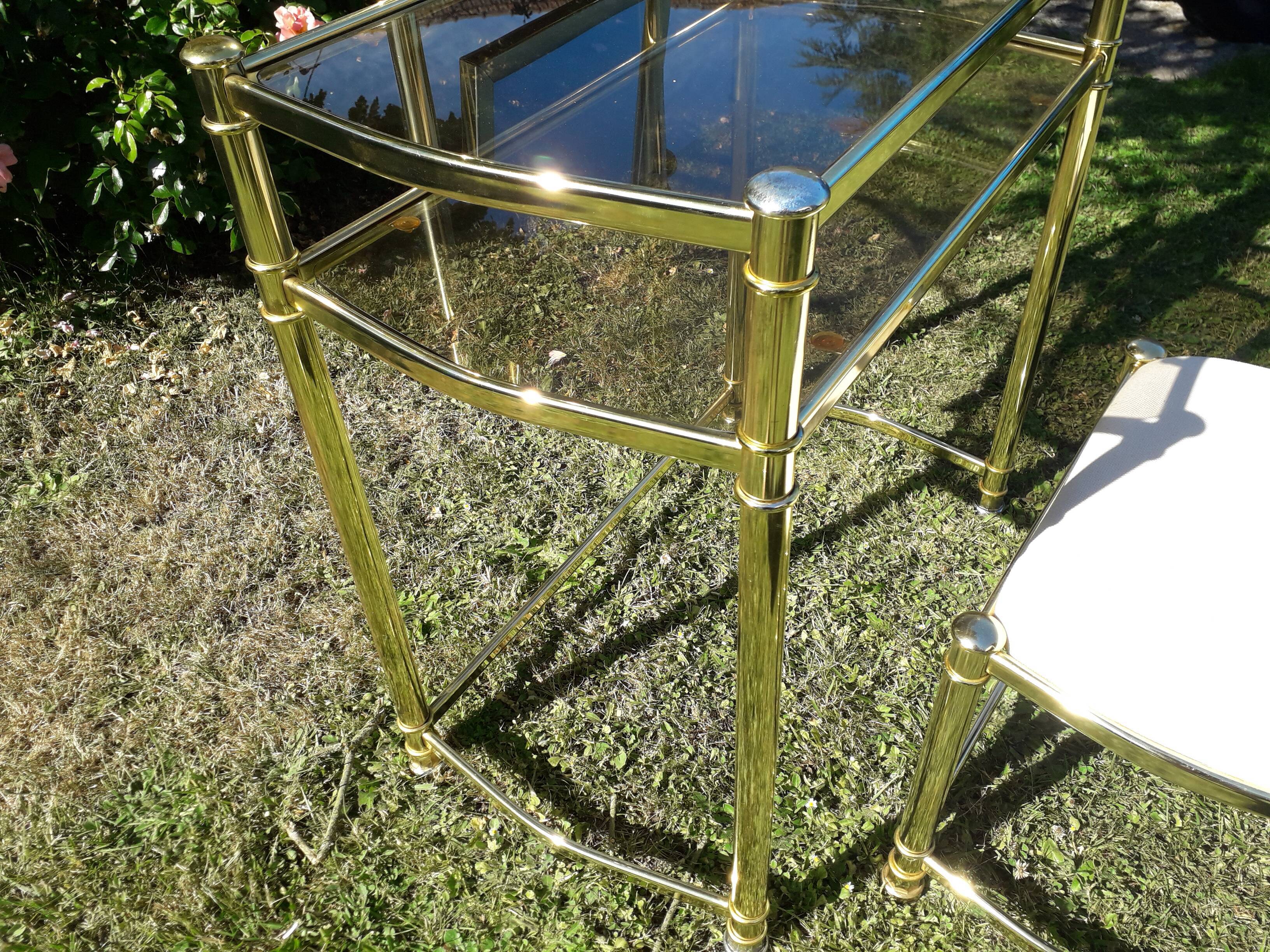 Vintage dressing table and golden metal stool