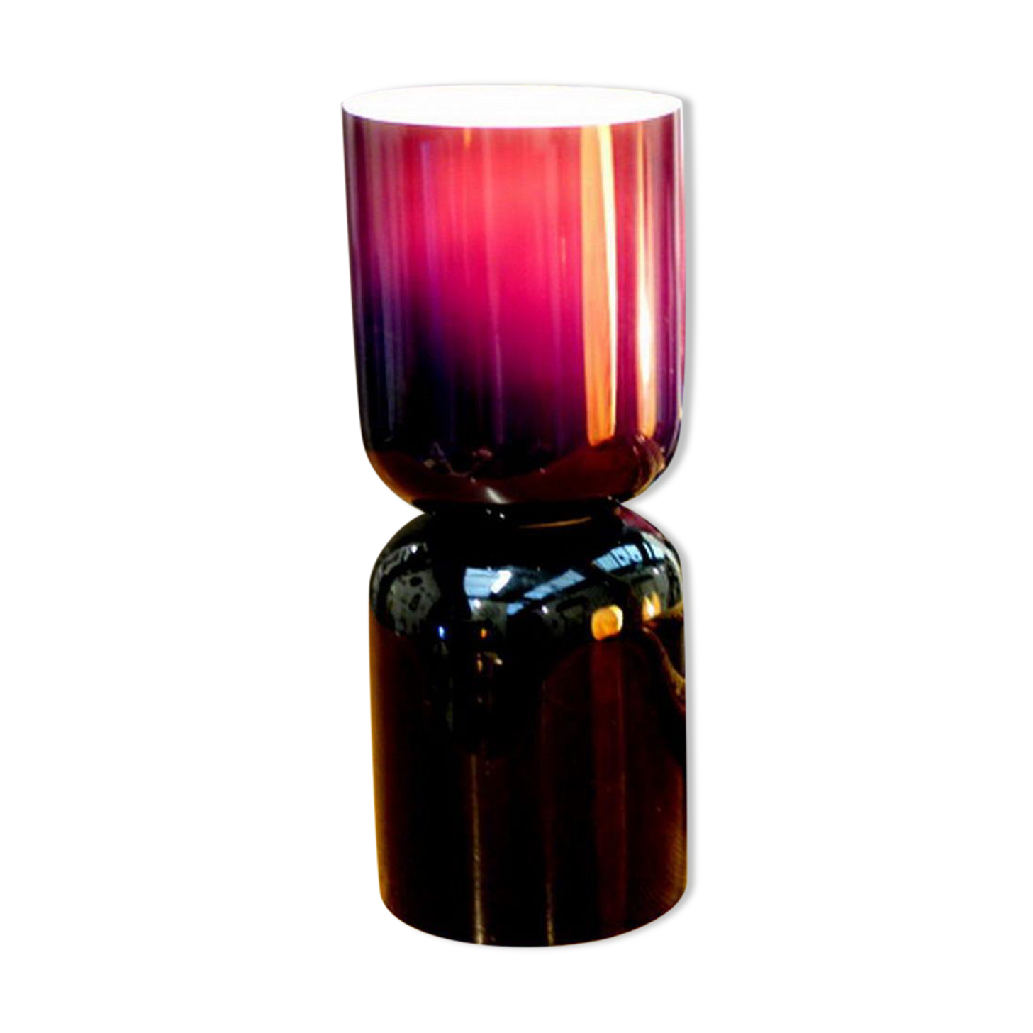 Diabolo lamp in purplish glass France 1970