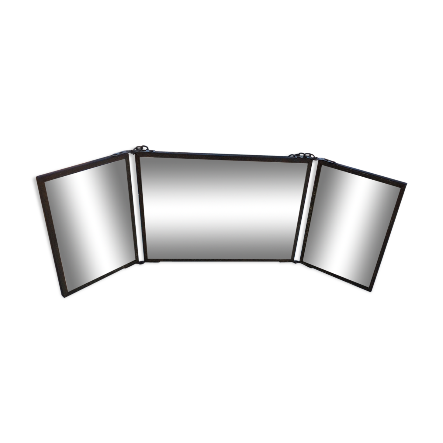 Triptych of barber and hairdresser mirror sign Charlet 42x15cm