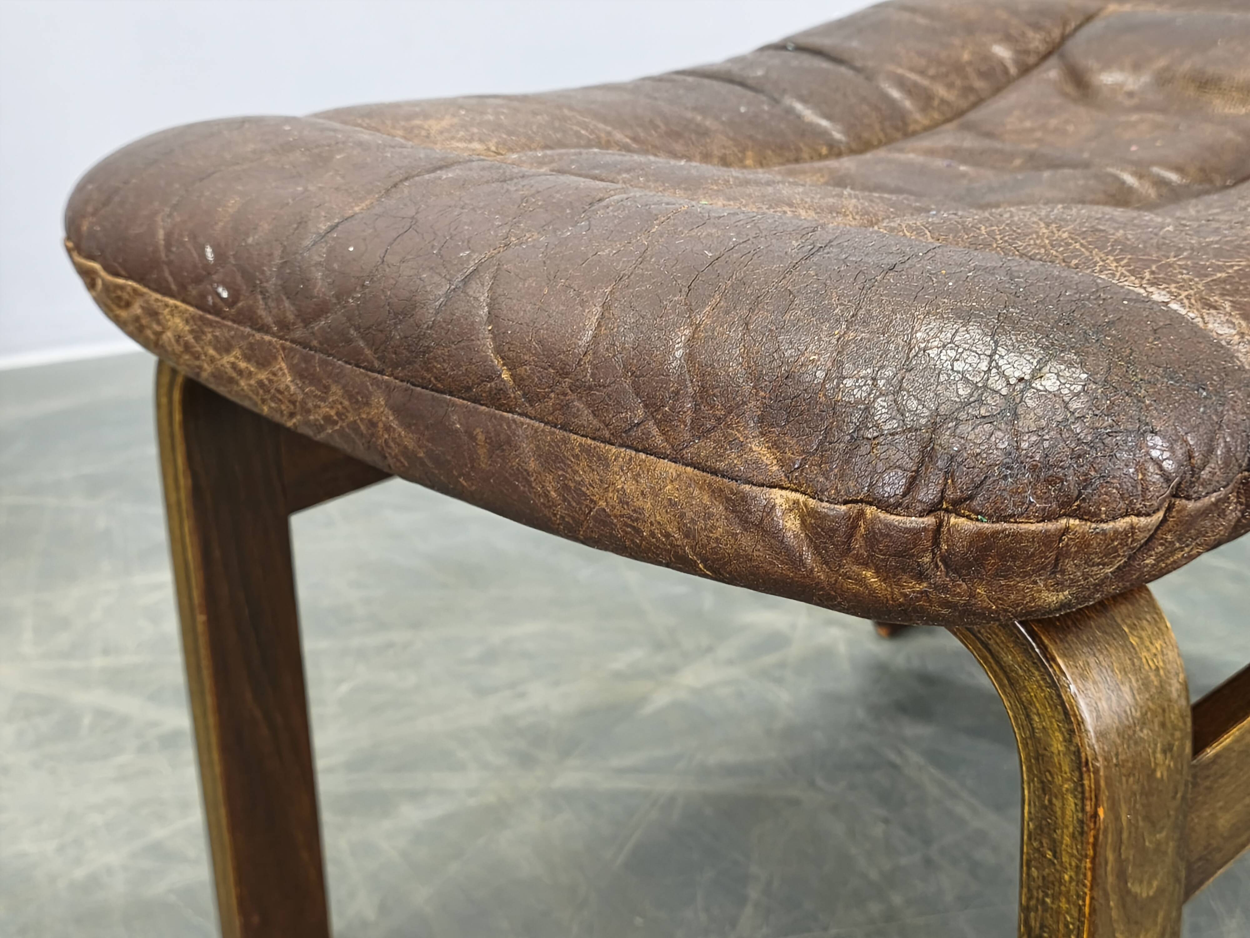 Leather Ottoman by Ingmar Relling for Westnofa, Norway, 1960s