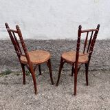 Paire de deux chaises cannée vintage