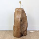 Brutalist oak sculpture lamp