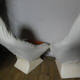rare bucket chair set with vintage footrest
