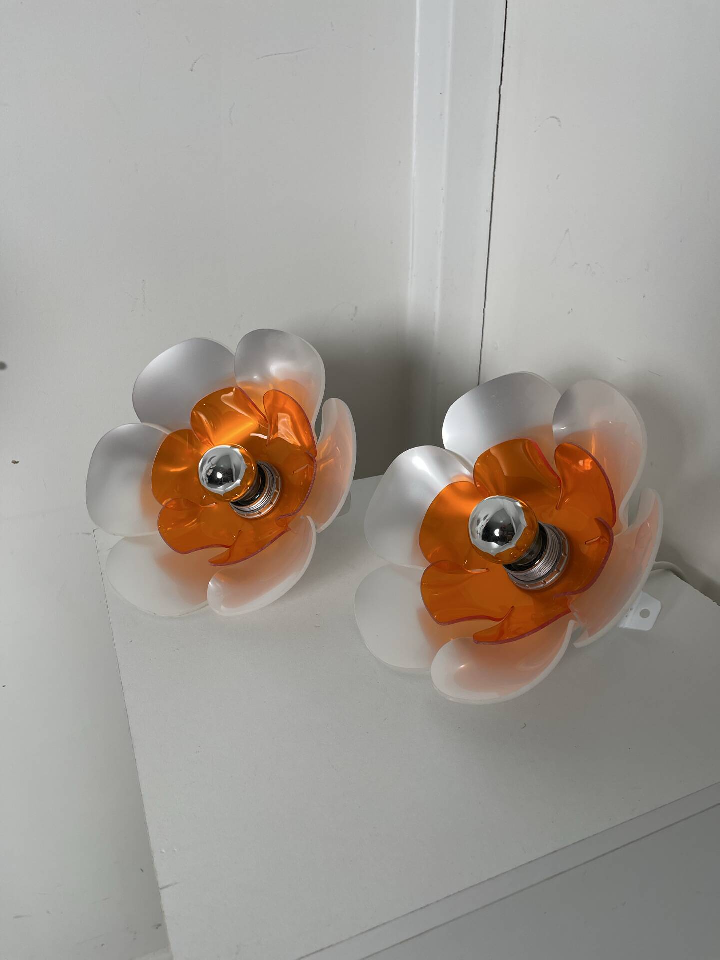 Pair of Flowers wall lights 1970