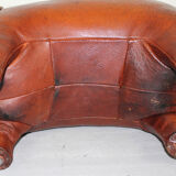 Leather Pig Stool By Dimitri Omersa, 1960s