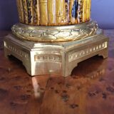 Chinese vase in faience bamboo style on bronze stand