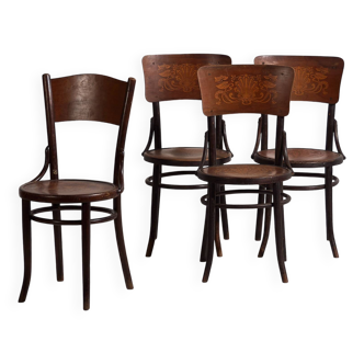 Anciennes chaises de salle à manger Thonet (c.1900). Ensemble de 4 pièces