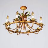 Italian metal chandelier in bamboo imitation, 1960s
