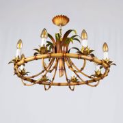 Italian metal chandelier in bamboo imitation, 1960s